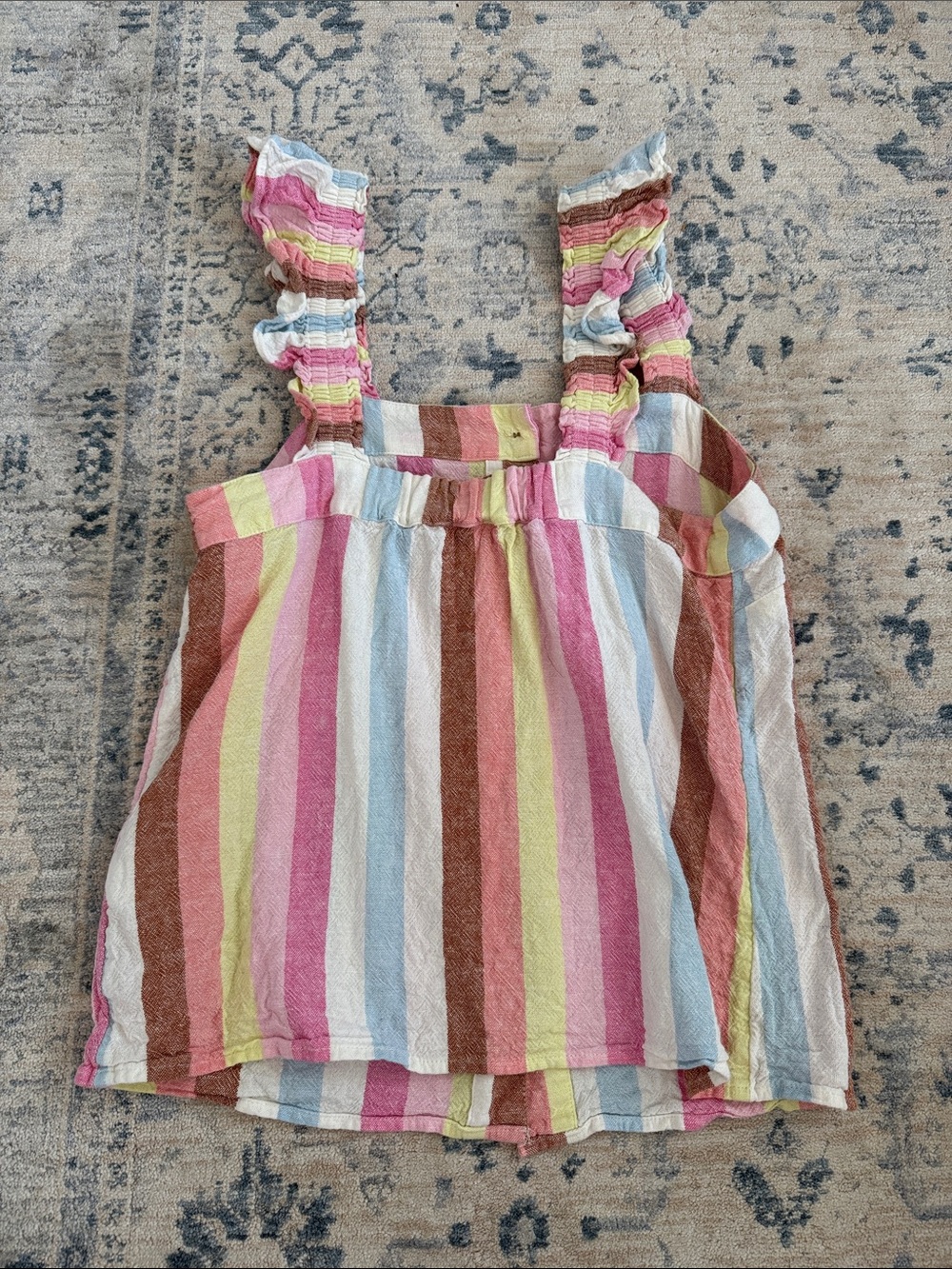 J. Crew Women’s Striped Ruffle Strap Button-Front Top - Multicolor - Picture 4 of 6